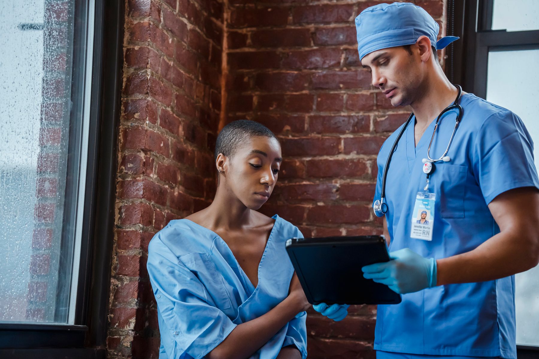 Doctor speaking with a patient during an online healthcare appointment