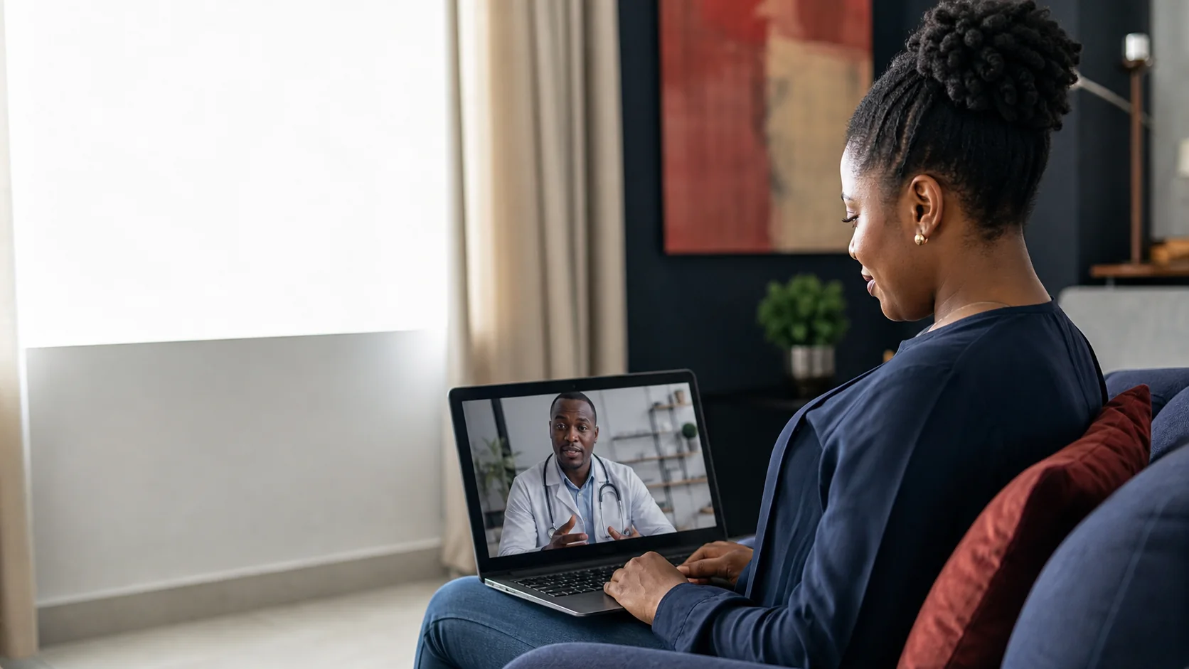 Nigerian patient reviewing an online consultation before booking