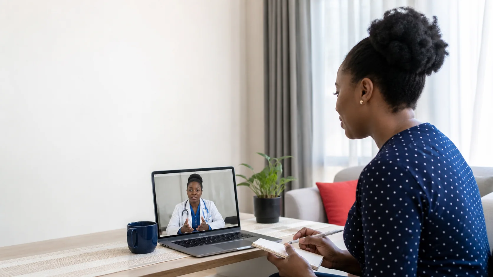 Nigerian patient preparing questions during an online doctor consultation
